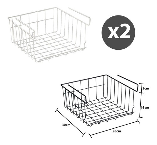 Setx2 Organizadores Canastos Colgantes P/ Estante Reforzados