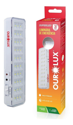 Luminária De Emergência Ourolux Led Com Bateria Recarregável