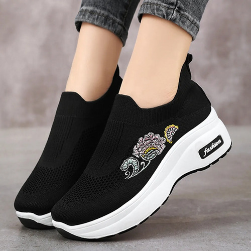 Tenis Para Mujer Zapatillas Bordadas Casual Transpirables Comodas Ligero Malla De Moda Oferta Nuevos | MercadoLibre