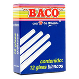 Caja 12 Gises Moldeados Color Blanco Baco Tizas Pizarron