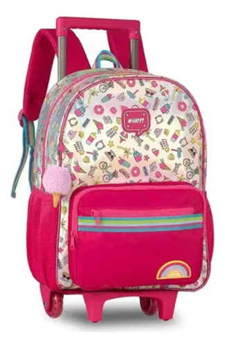 Mochila De Rodinha Infantil Menina Holografica Resistente