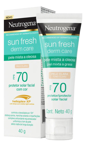  Neutrogena Protetor Solar Facial Sun Fresh Tom Claro Fps70 40g