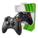 Controle Para Xbox 360 E Pc Com Fio Preto Slim Joystick Cabo