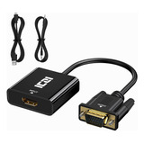 Iczi Adaptador Activo Hdmi A Vga Con Conector De Audio De 0.