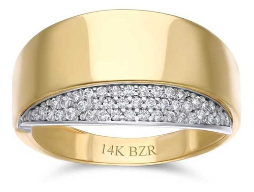 Anillo Bizzarro Oro Amarillo Y Blanco 14k Con Zirconias