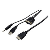 Adaptador Vga A Hdmi Con Audio, 5 Pies, Para Pc, Monitor,