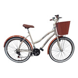 Bicicleta Feminina Aro 26 C/18 Marchas Retro Beach C/ Cesta