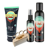 Kit Para Barba Rubra Óleo + Shampoo + Balm E Pente Chaveiro