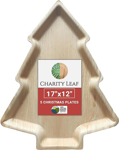 Charity Platos Navidad Desechables Hoja Palmera 17 X 12 PuLG