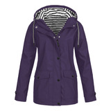 Chaqueta Impermeable Sólida Para Mujer, Talla Grande, Con Ca