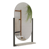 Espelheira Com Prateleira Aço Decorativa P/ Banheiro Cinza