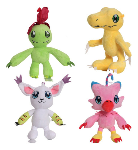 4pc Digimon Adventure Boneca Pelúcia Brinquedo Presente 28cm