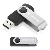 Pen Drive Usb Twist Preto E Prata Multilaser 64gb