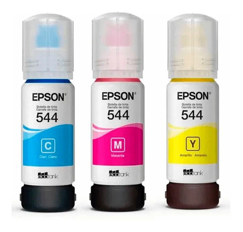 Combo 3 Botella Tinta Epson 544 T544 Cian Magenta Amarillo