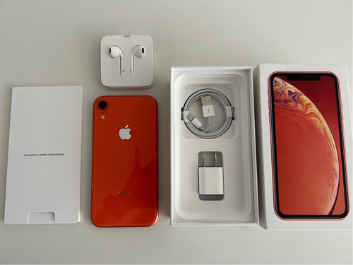 iPhone XR 128gb Color Coral Con Cargador Nuevo Y Auriculares