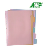 Divisoria P/ Fichario Tons Pastel Plastica Pvc 6 Unid. Acp