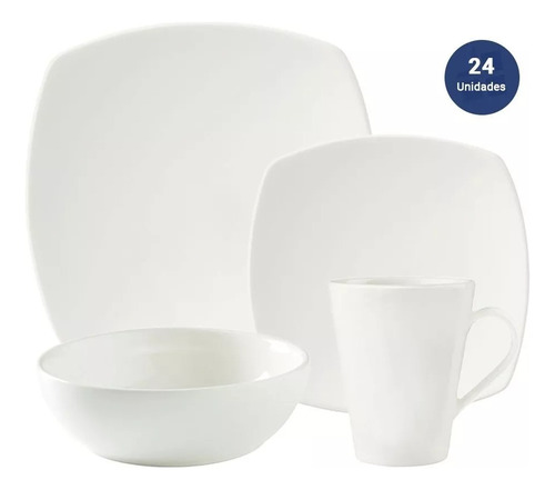 Juego Set X 24 Piezas Plato Bowl Jarro Ceramica Corona Oslo