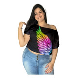 Blusinha Moda Blogueirinha Feminina Plus Size Dry Cropped