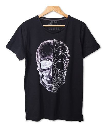 Playera Calavera Pedrería Zenkir Lujosa Tipo Philipp Plein