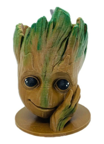 Mate 3d Groot Star Wars Incluye Bombilla Pintado A Mano