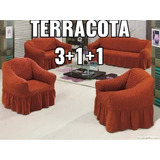 Cubre Sillones Turcos 100% Originales 3+1+1 Terracota