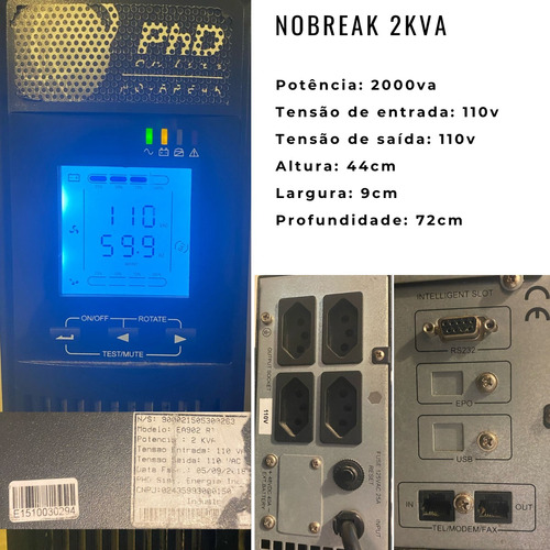 Nobreak Torre/rack Phd 2kva 127v / 127v Equip De Ultrassom