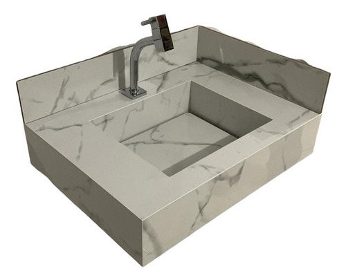 Pia Lavatório Porcelanato Banheiro 50x38 Carrara Crystal