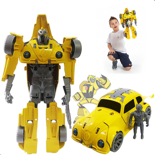 Carrinho Super Robo Transformes Fusca Bumblebee Guardiões