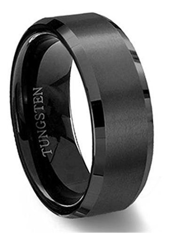 Anillo Tungsteno Matrimonio Negro/plata 6-10mm