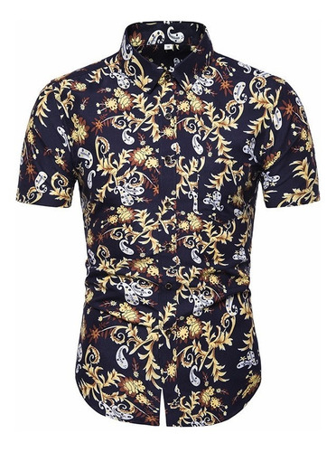 Camisa Hawaiana Moda Casual Estilo Slim Fit Para Hombre