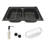 Cuba Dupla Cozinha Gourmet Inox Preta Com Kit De Acessórios