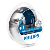 Kit Lâmpada Philips H3 Crystal Vision Ultra 55w 12v Pk22s