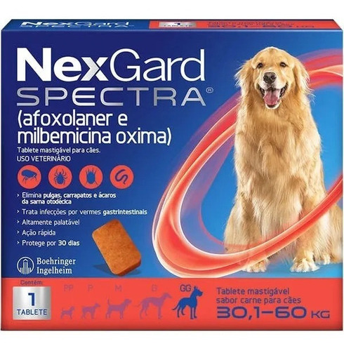 Nexgard Spectra Cães De 30 Á 60 Kg Antipulgas Carrapatos
