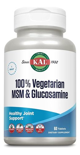 Kal | 100% Vegetarian Msm Glucosamine | 60 Tablets