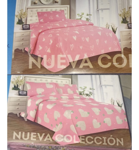 Combo Dos Juegos De Sabanas Cama Doble 140x190 Cms