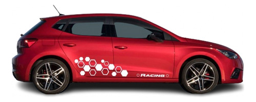 Sticker Deportivo Hexagonos Racing Para Puertas Autos 