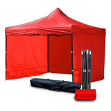 Toldo Carpa Con Pared Impermeable Plegable Acero 3x3 M Color Rojo