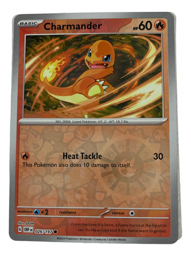 Carta Charmander Pokémon Tcg 026/197 Foil Obsidian Flames