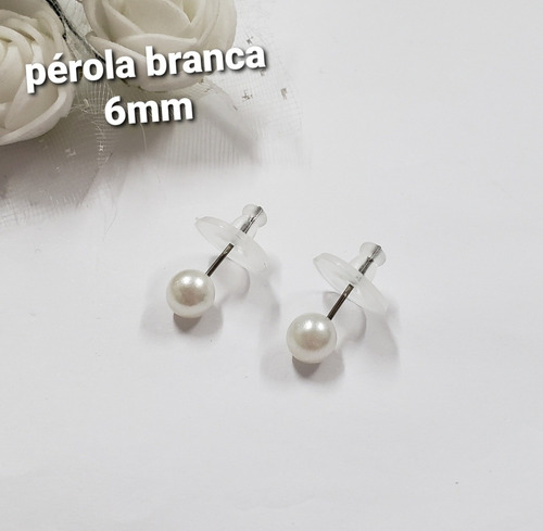 36 Pares - Brinco Pérola Branco 6mm Lembrança Casamento 