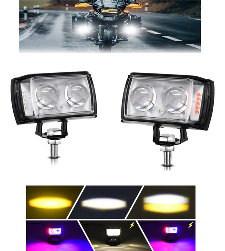 Faros De Lupa 120w 6 Modos Con Estrobo Para Auto, Moto,2pcs