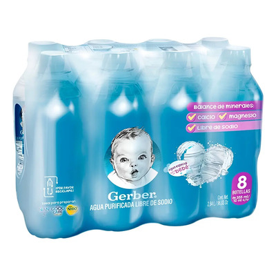 Agua Natural Gerber 8 Pack 355ml | MercadoLibre