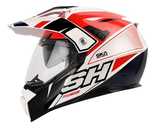 Casco Moto Shaft Mx 380 Certificado Ece Doble Visor Brillo