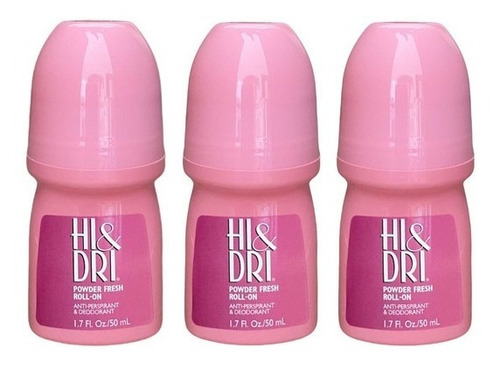 3 Desodorantes Roll-in Hi & Dri Powder Fresh 50ml Original