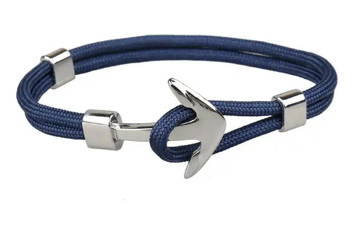 Pulsera De Soga - Dije Acero Ancla Náutica - C Dark Blue