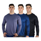 Kit 3 Camisetas Masculinas Segunda Pele Térmica 50 Uv Dry