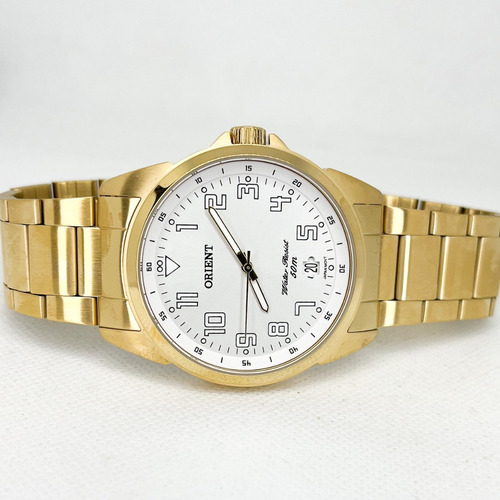 Relógio Orient Masculino Mgss1103a S2kx Dourado Analógico Cor Do Fundo Prata