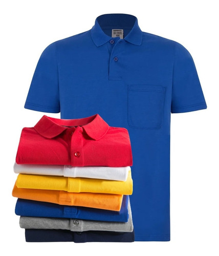 Kit 3 Camisas Polo Lisa Masculina Blusa Camiseta C/ Bolso 