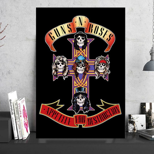 Cuadro Decorativo Guns And Roses Banda Logo Rock Canvas