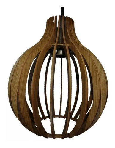 Lustre Luminária Em Madeira Mdf Bolinha Pequeno Cor Tabaco