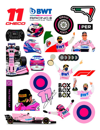 Stickers Calcomanias Sergio Checo Perez Racing Poin F1 Vinil